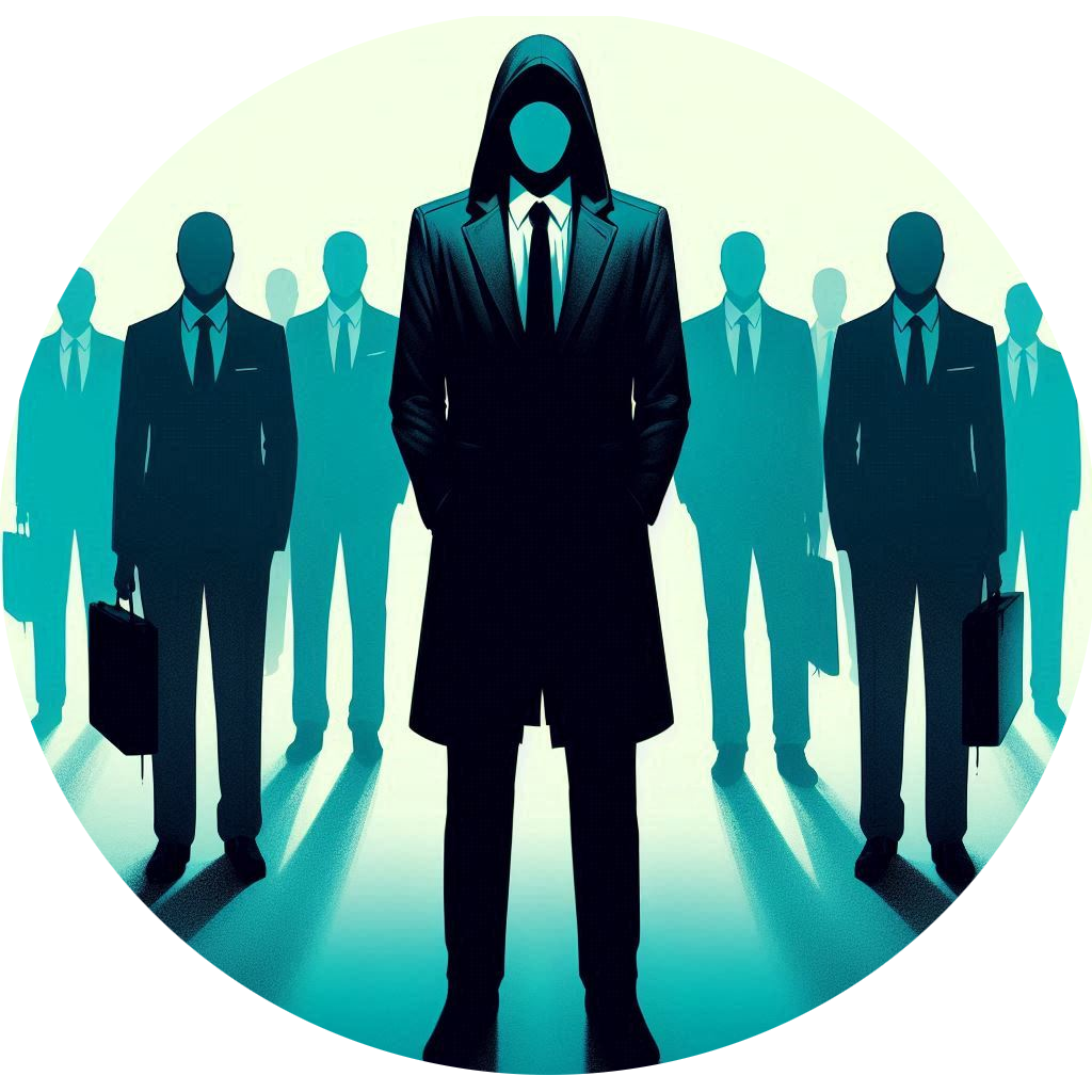 Faceless administrators in shadows
